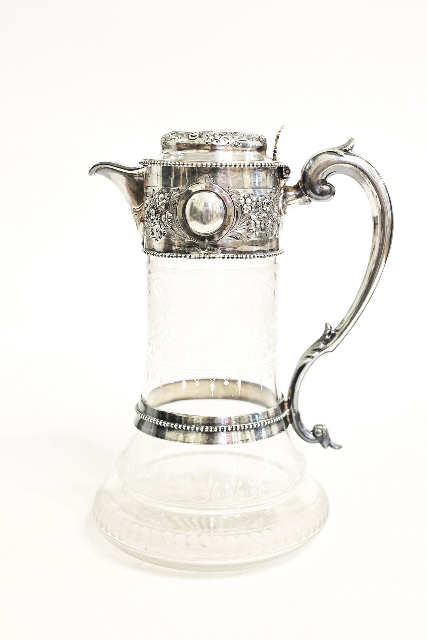 Carafa din argint cu cristal gravat manual - Argint