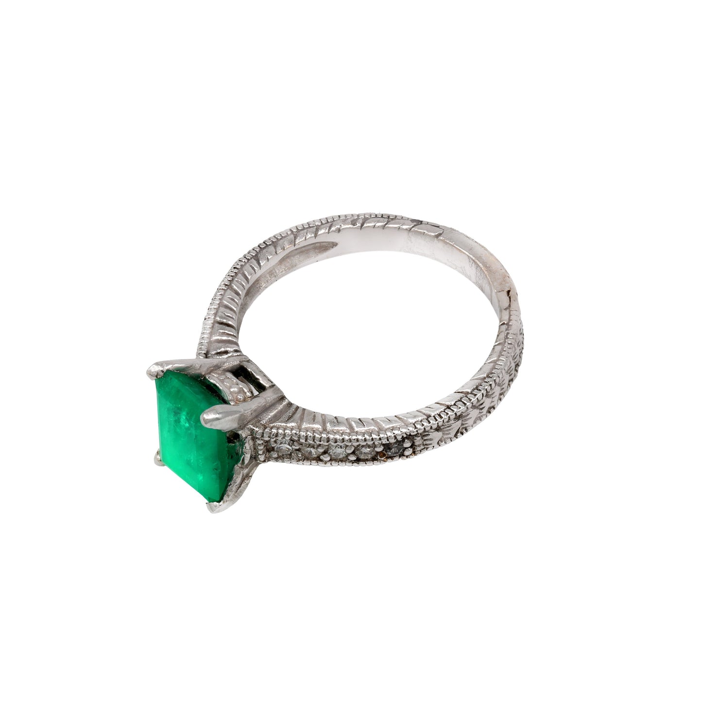 Inel cu smarald natural si diamante naturale - Inel