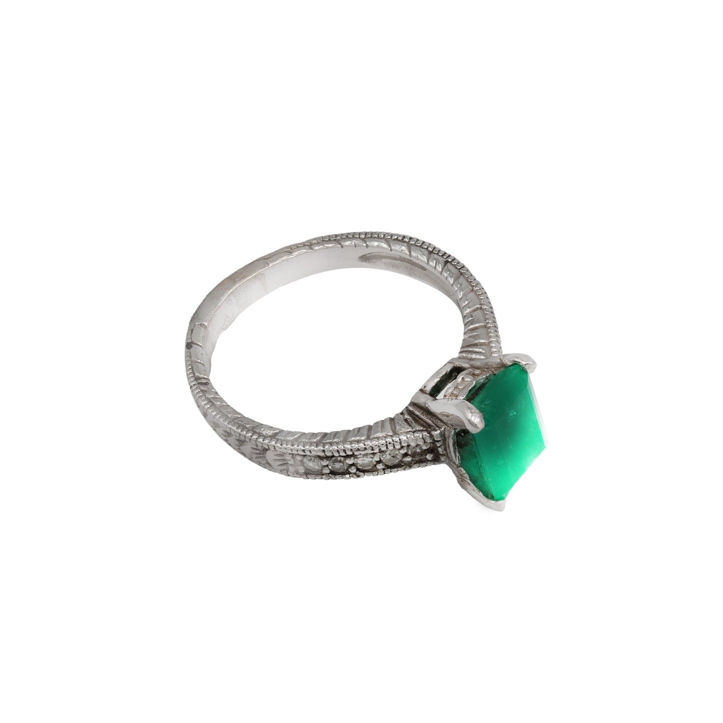 Inel cu smarald natural si diamante naturale - Inel