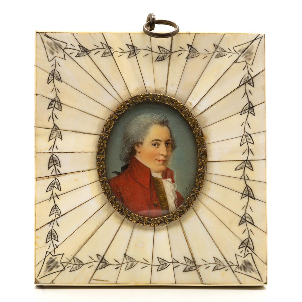 Miniatrura pe fildes, A. RONI, PORTRET DE TÂNĂR - TreasureTrove