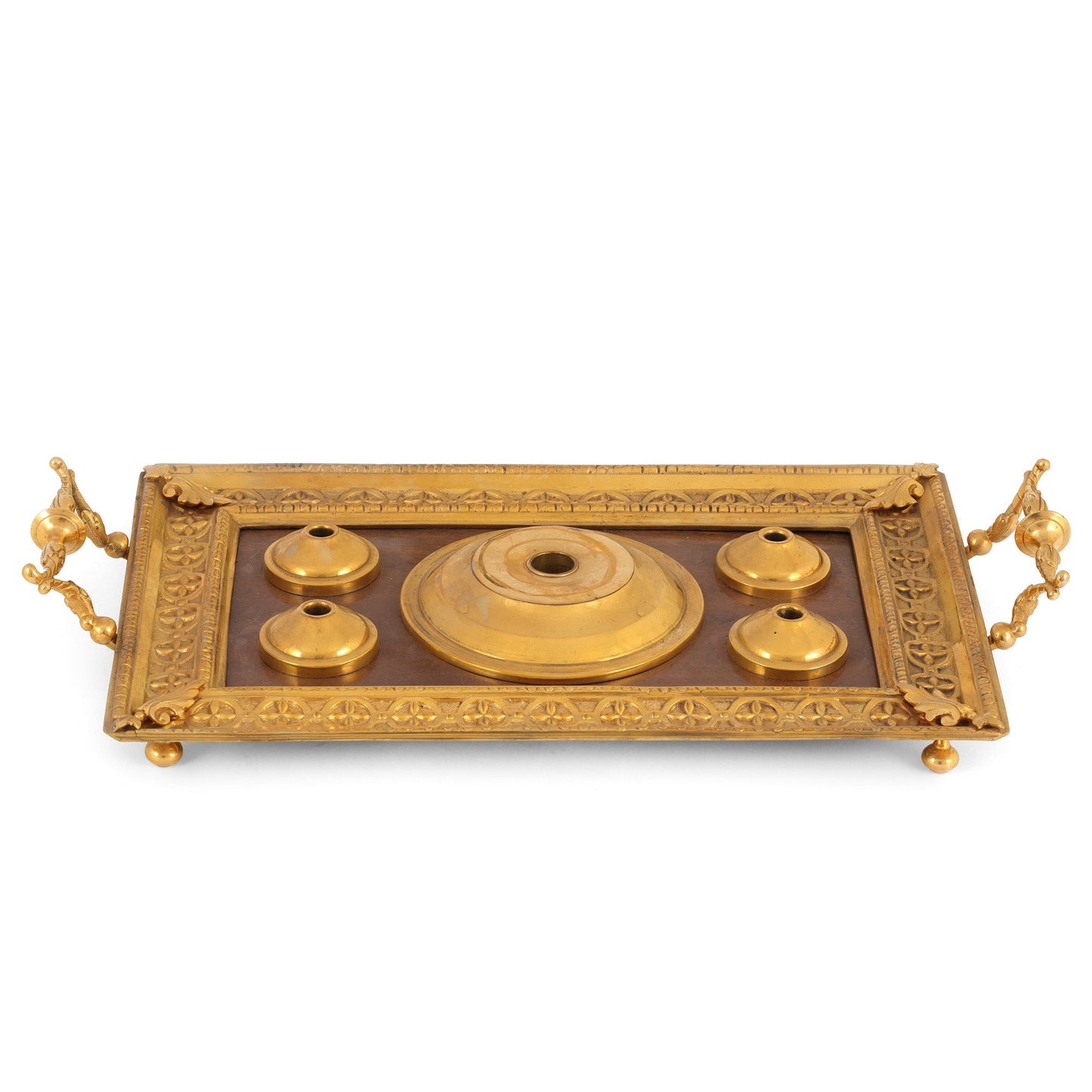 Serviciu pentru aperitive din bronz doré si cristal - Decorative
