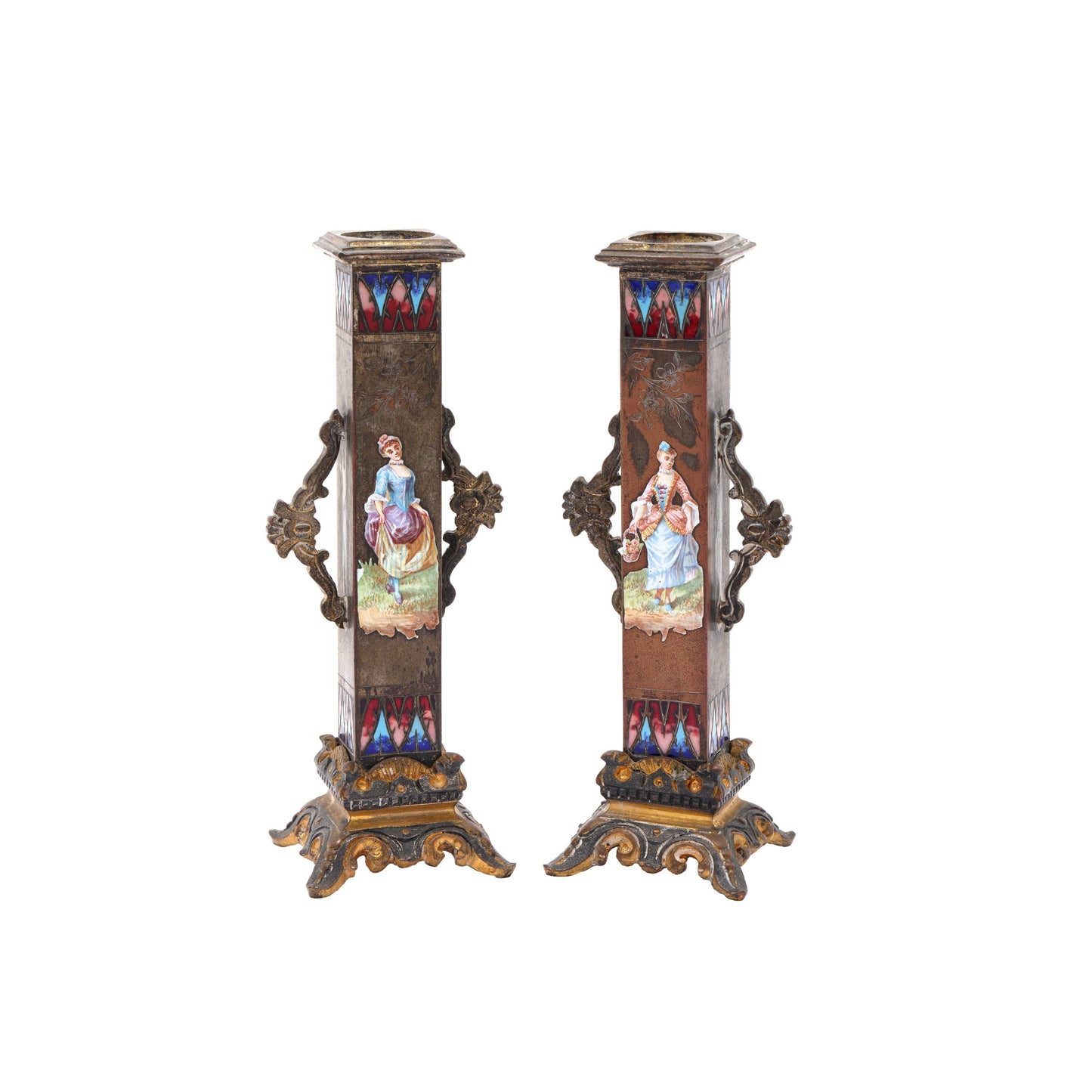 Sfesnice din bronz cu email policrom - Decorative