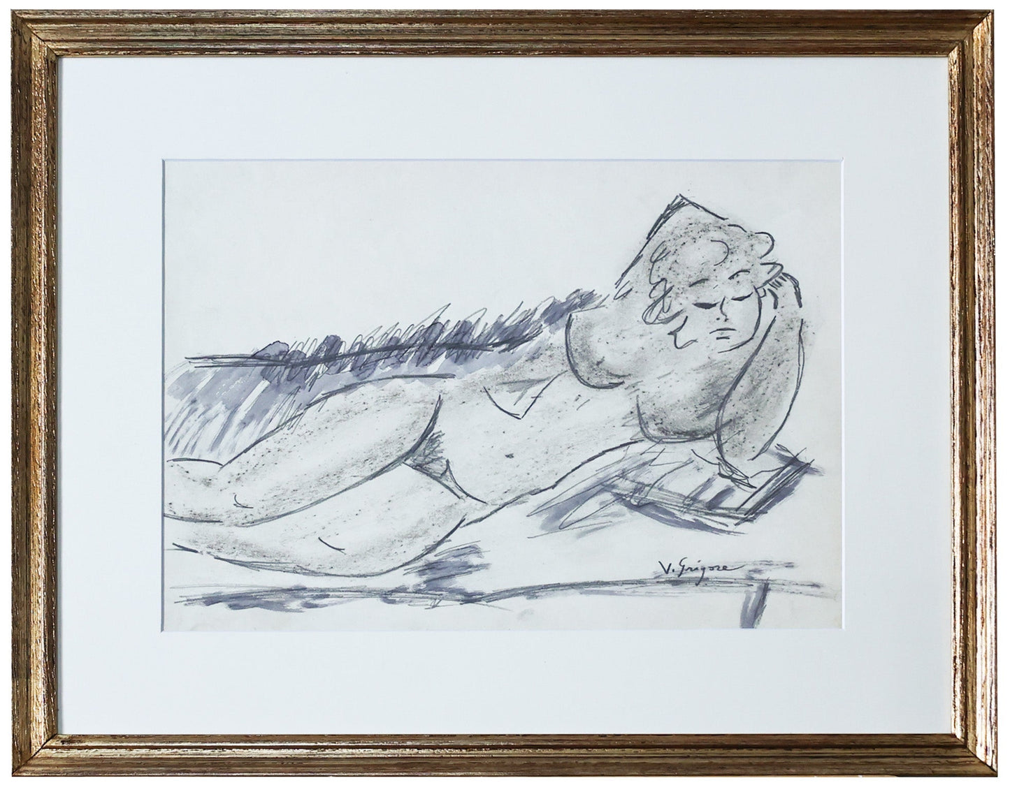 Vasile Grigore Nud culcat - Grafica