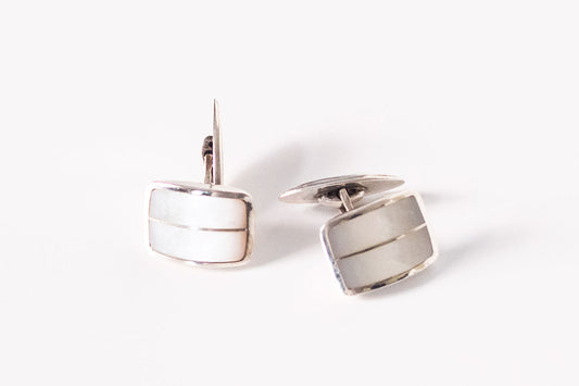 Butoni din argint cu sidef Art Deco barbat - Accesorii Barbati
