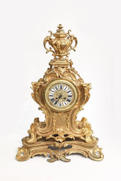 Ceas de semineu din bronz dore - Decorative