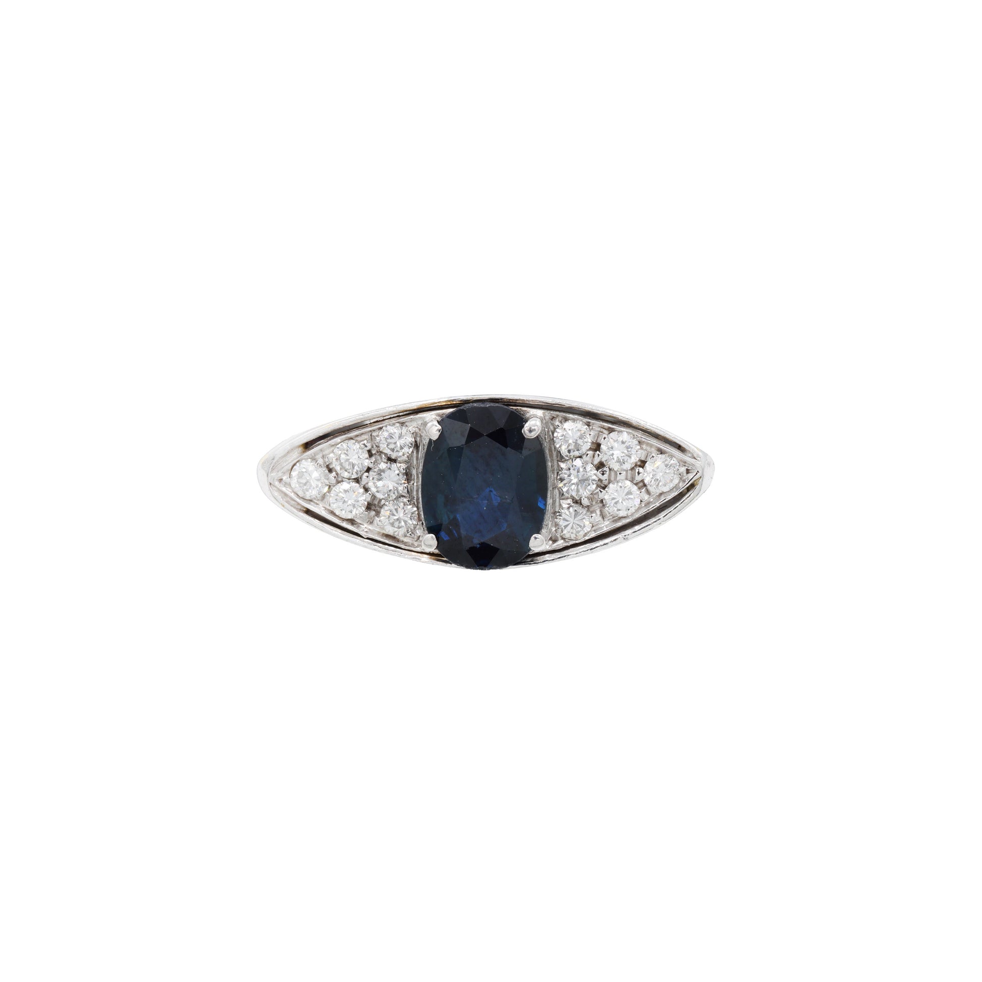 Inel cu safir natural si diamante naturale - Inel