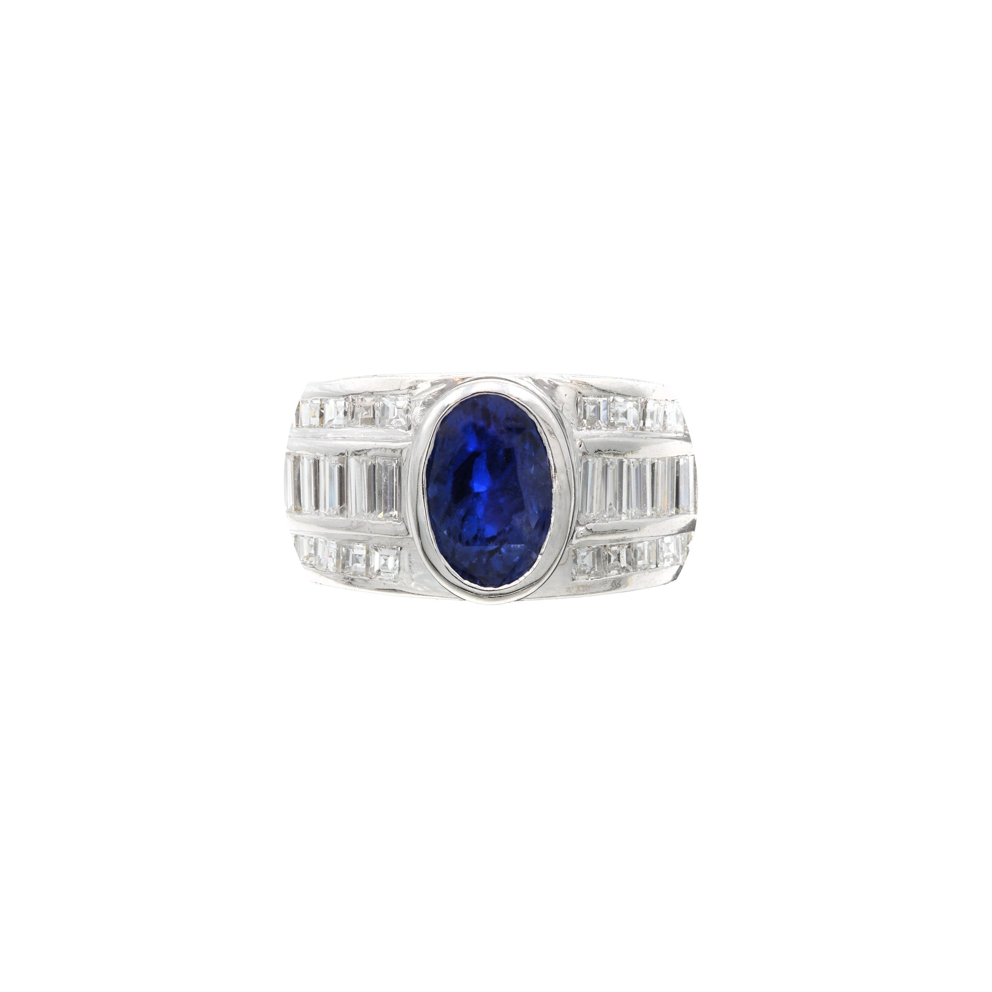 Inel cu safir natural si diamante naturale - Inel