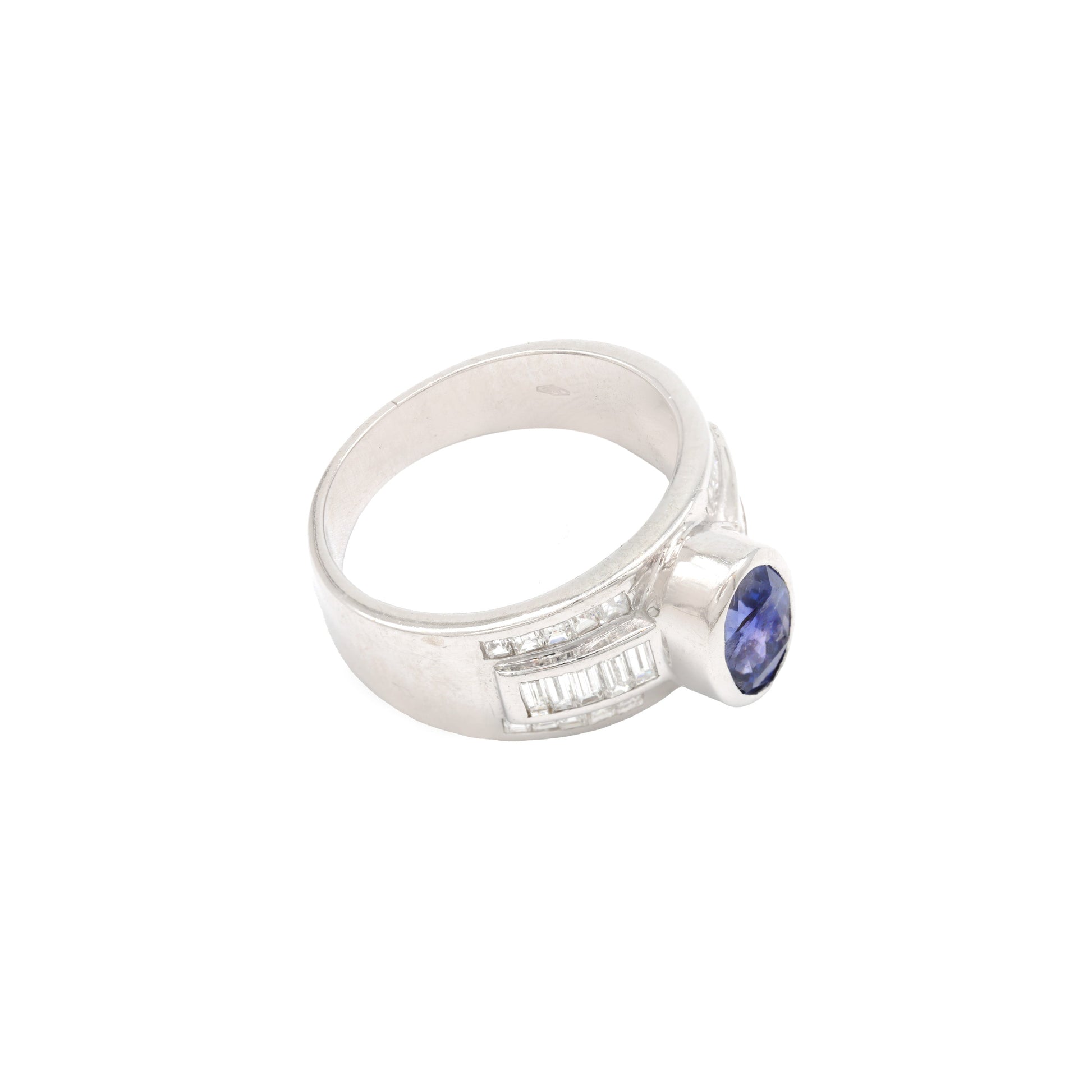 Inel cu safir natural si diamante naturale - Inel