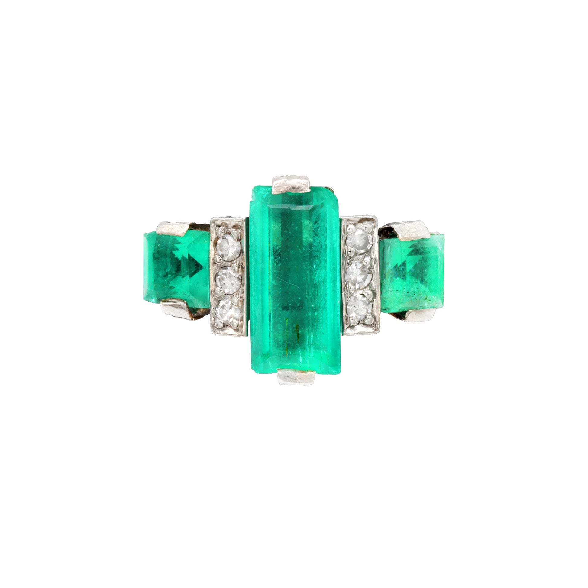 Inel cu smaralde naturale si diamante naturale - Inel