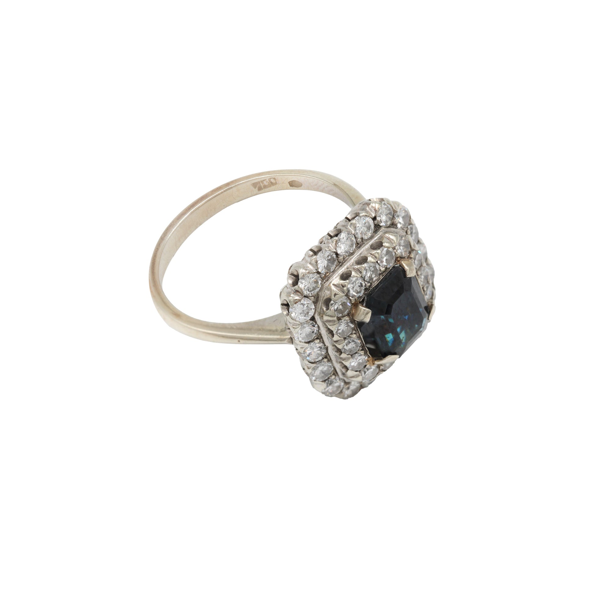 Inel cu safir natural si diamante naturale - Inel