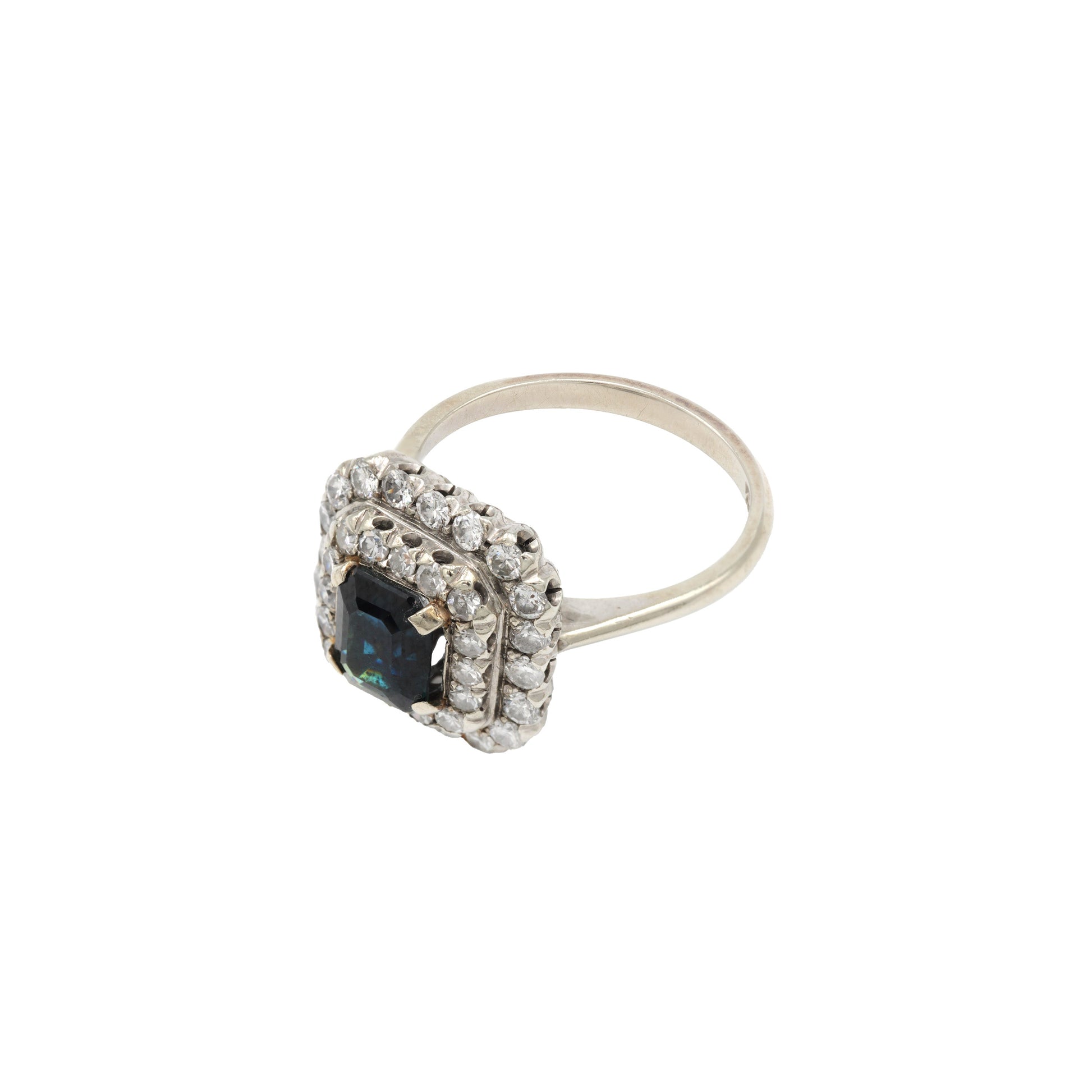 Inel cu safir natural si diamante naturale - Inel