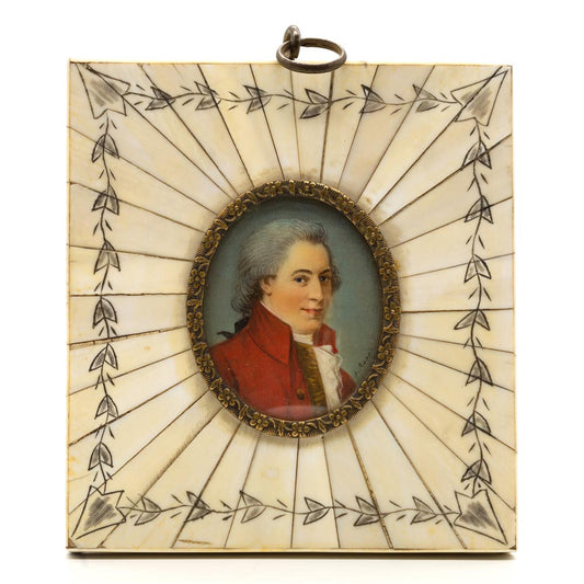 Miniatrura pe fildes, A. RONI, PORTRET DE TÂNĂR - TreasureTrove