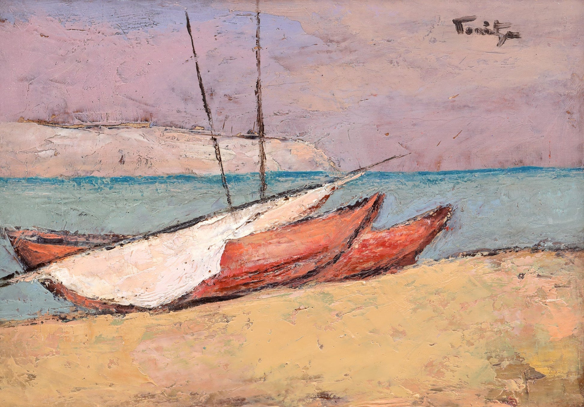 Nicolae Tonitza Barci la mal - Pictura