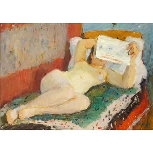 Octavian Angheluta Nud feminin pe divan - Pictura