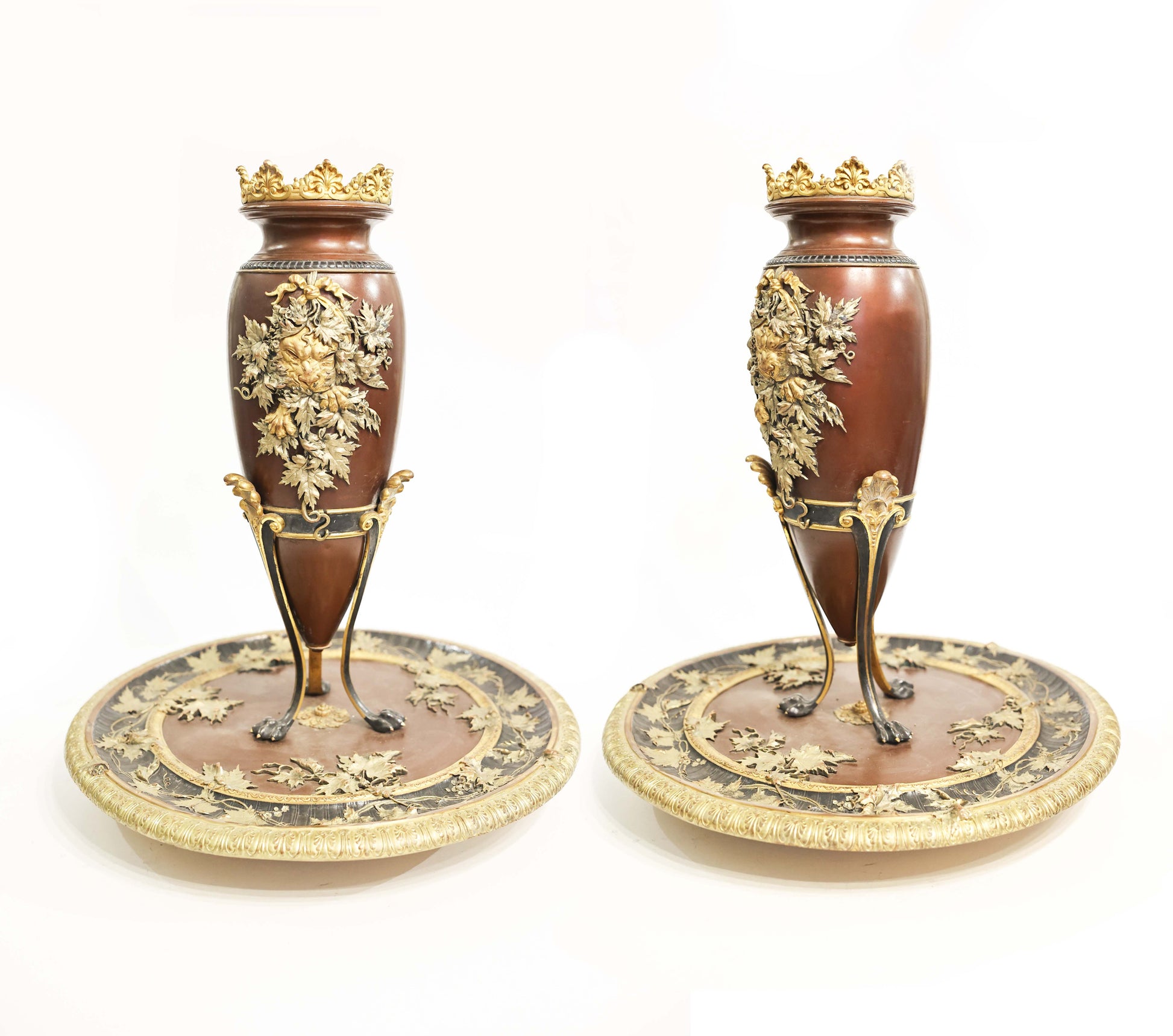 Georges Emile Henri Servant Pereche de vase din bronz policrom - Decorative