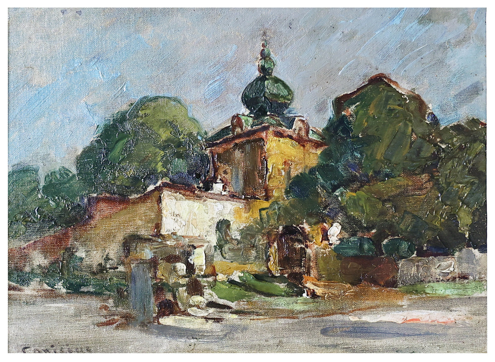 Richard Canisius Peisaj cu case - Pictura